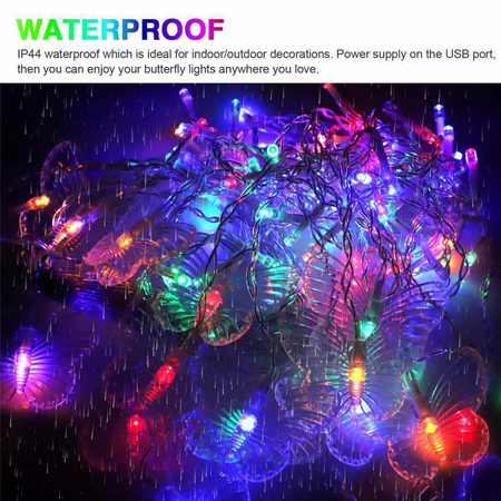 Butterfly 96 LED Fairy String Curtain Lights Christmas Party Wedding Decor Lamp