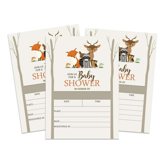 Inkdotpot 30 Fill In StyleBaby Shower Invitation Cards Jungle Animals Gender Neutral Blank Invites