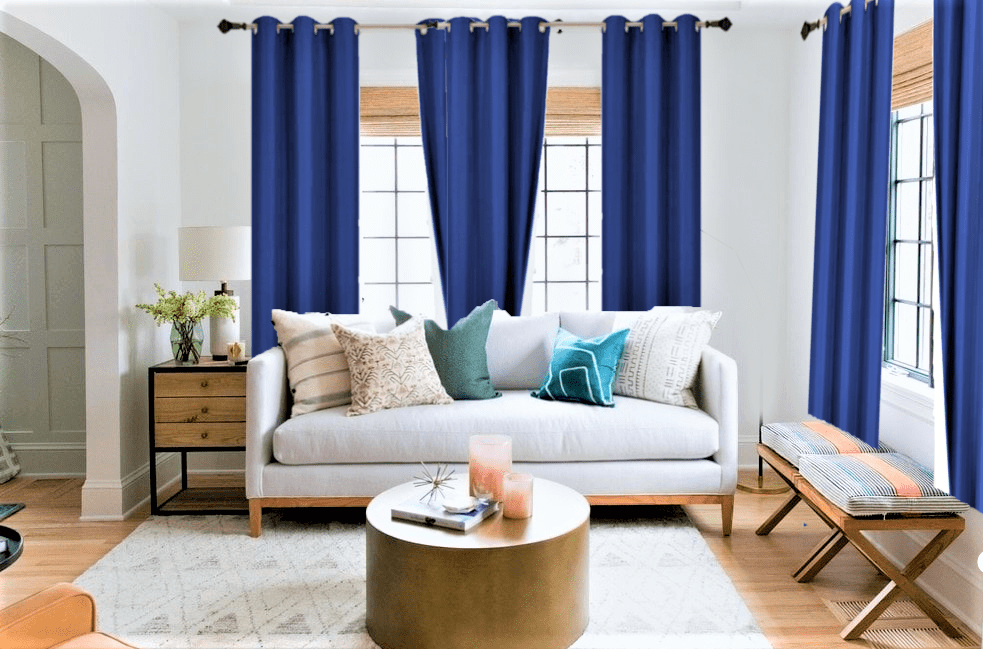 2 Piece panel room darkening thermal foam lined blackout heavy thick wIndow curtain top grommets royal blue 84' inch length for bedroom