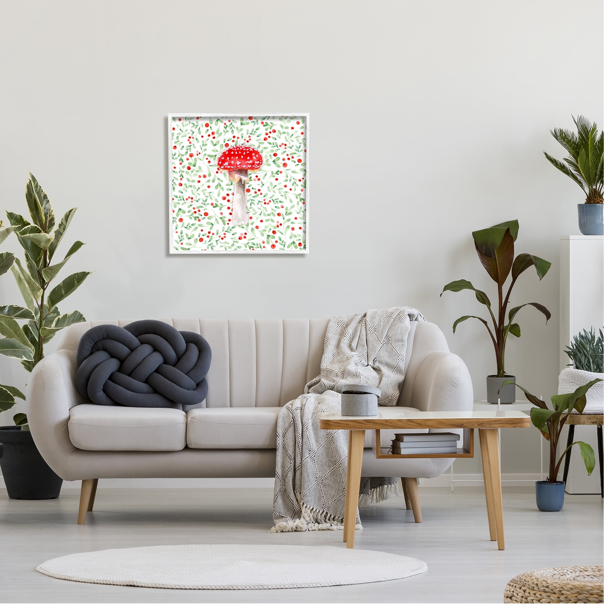 Stupell Industries Botanical Patterned Mushroom Botanical & Floral Painting White Framed Art Print Wall Art, 24 x 24