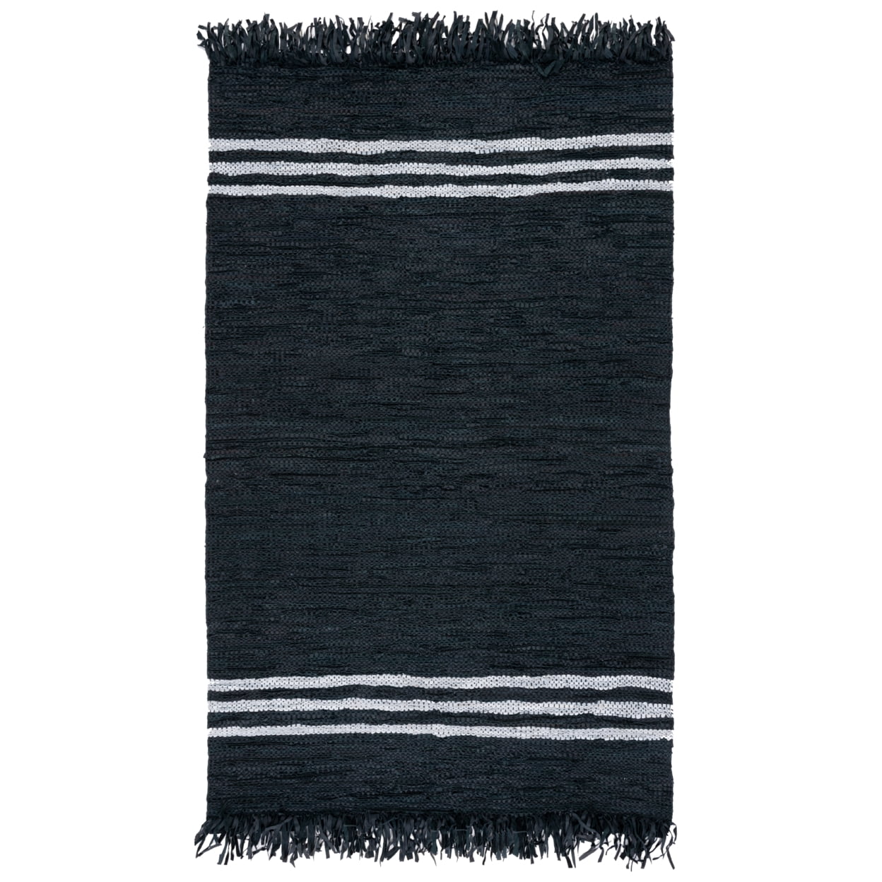 SAFAVIEH Vintage Leather Alexander Striped Area Rug, Black/Ivory, 8' x 10'