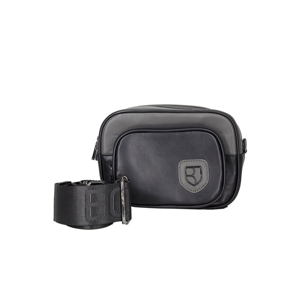 Bandolera Crossbody Boroni Negro/Gris Con Correa Ajustable