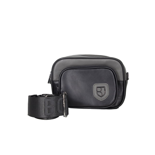 Bandolera Crossbody Boroni Negro/Gris Con Correa Ajustable