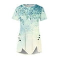 thumbnail image 5 of EINCcm Womens Summer Bohemian Tops Trendy Short Sleeve Floral Blouse Tops Dressy Casual Cute Tunic TShirts Irregular Hem, 5 of 5