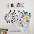 thumbnail image 5 of Pinkish Yellow Flowers Green Purple Leaves Apron Set with Oven Mitts Pot Holders Set of 5 Kitchen Stuff Accessories, 5 of 6