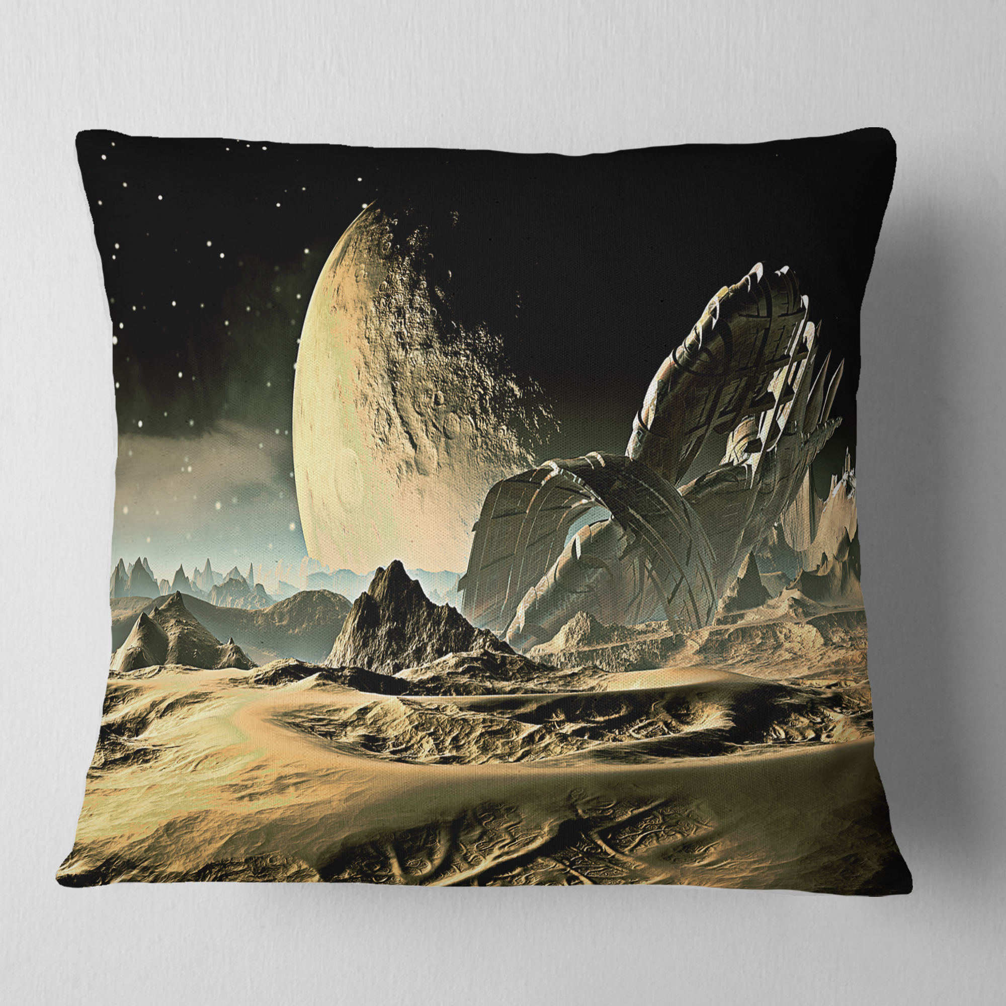 Designart Crashed Spaceship - Contemporary Throw Pillow - 16x16