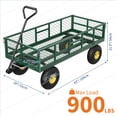 thumbnail image 2 of 900 lbs Steel Garden Dump Cart with Removable Sides, Convert to Flatbed, Heavy Duty Yard Cart with 180°Rotating Handle & 10" All Terrain Wheels, Utility Dump Wagon for Lawn Farm Backyard, 2 of 8