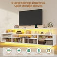 thumbnail image 5 of Afuhokles TV Stand for TVs up to 70 Inches with LED Lights and Power Outlets, Open Shelves, 6 PU Fabric Drawers, White, 5 of 9