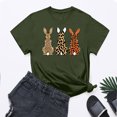 thumbnail image 2 of VBTAPA Novelty Graphic Tees for Women Happy Easter Bunny Print T-Shirt Cute Leopard Rabbit Tee Tops Prime Sales of The Day Army Green XXXL, 2 of 6
