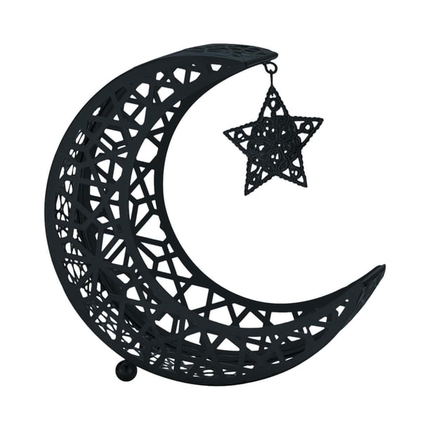 Plato de cena Ramadán Moon Star, bandeja para servir Eid Mubarak, bandeja r, bandejas de postre Negro S