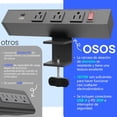 thumbnail image 3 of FOH 1875w Aluminio Abrazadera ajustable para regleta de alimentación, Toma de corriente con interruptor, Soporte de Escritorio Todo en uno con 3 salidas de CA, USB-A y USB-C con Cable 6FT, 3 of 9