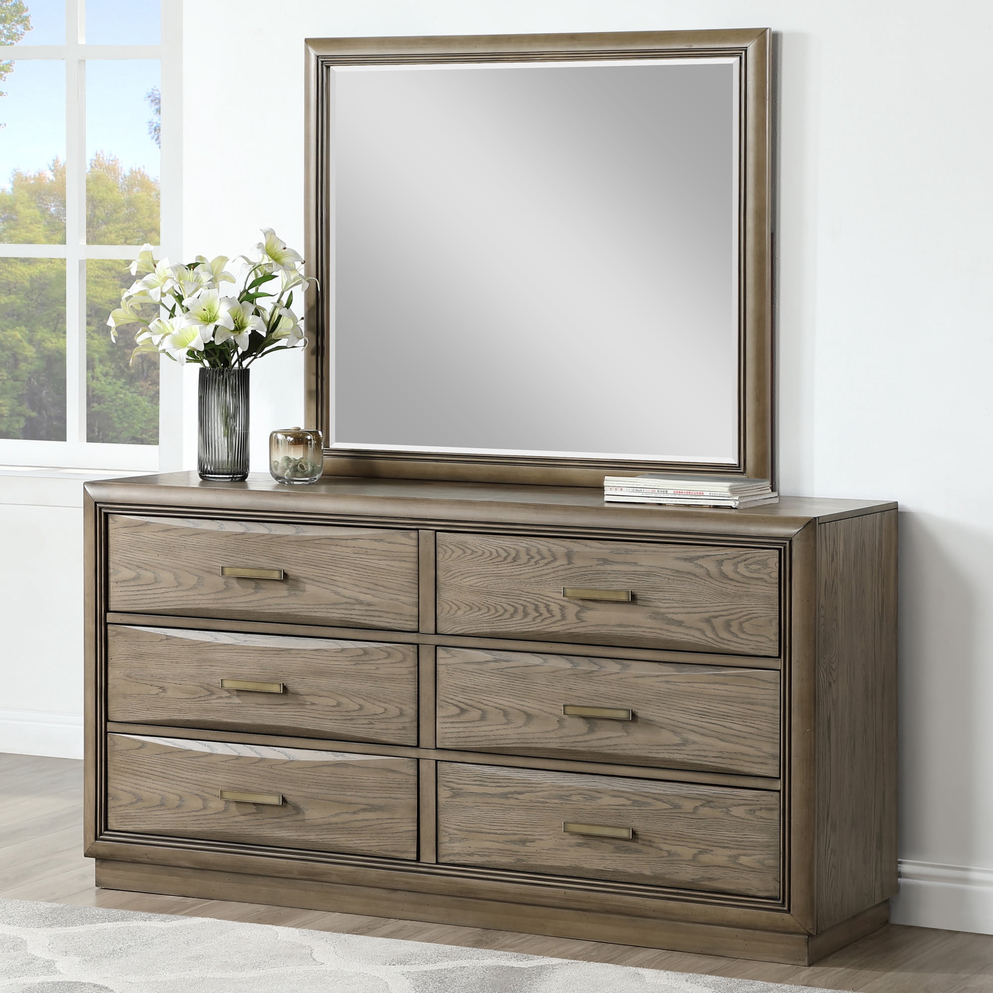 Steve Silver Sonoma Modern Horizontal Dresser with 6 Drawers, Cocoa Gray