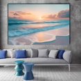 thumbnail image 6 of Pastel Sunset Wave Ocean Framed Canvas Wall Art, Soft Minimal Decor for Hallway Kitchen Bathroom Ready to Hang12"L x 8"W, 6 of 10
