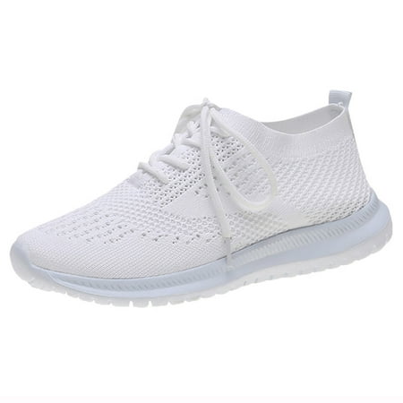 

Mackneog Women s Ladies Casual Knitted Breathable Lace-Up Sneakers Running Sports Shoes Gift on Clearance