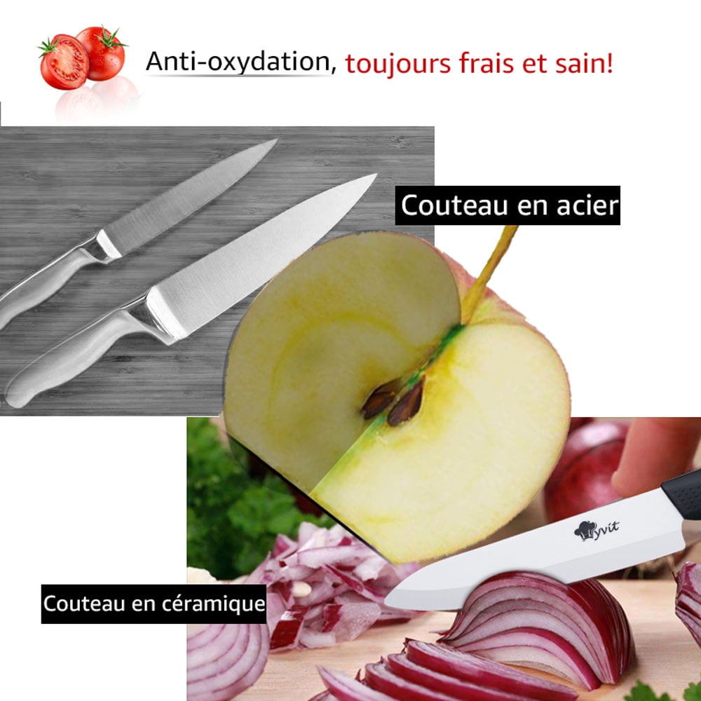 11-Piece Kitchen Knives Set with Peeler, Ceramic Knife 6-inch Serrated Bread Knife,6-inch Chef Knife, 5inch Utility Knife,4-inch Paring Knife and 3-inch Peeling Tool