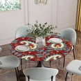 thumbnail image 5 of Boho Cashew Flower on Red Round Fitted Tablecloth with Elastic Edge,Waterproof Table Cloth Fits Tables Up to 36"-44",Wipeable Washable Table Cover for Indoor Outdoor,Abstract Ethnic Retro Floral, 5 of 9