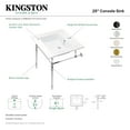 thumbnail image 4 of Kingston Brass KVPB252271BB Edwardian 25" Ceramic Console Sink with Brass Legs (1-Hole), White/Brushed Brass, 4 of 5