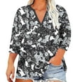 thumbnail image 2 of Ailaofu Women Plus Size Tops V Neck 3/4 Sleeve Casual T Shirts Loose Basic Tunic Tees, 2 of 5