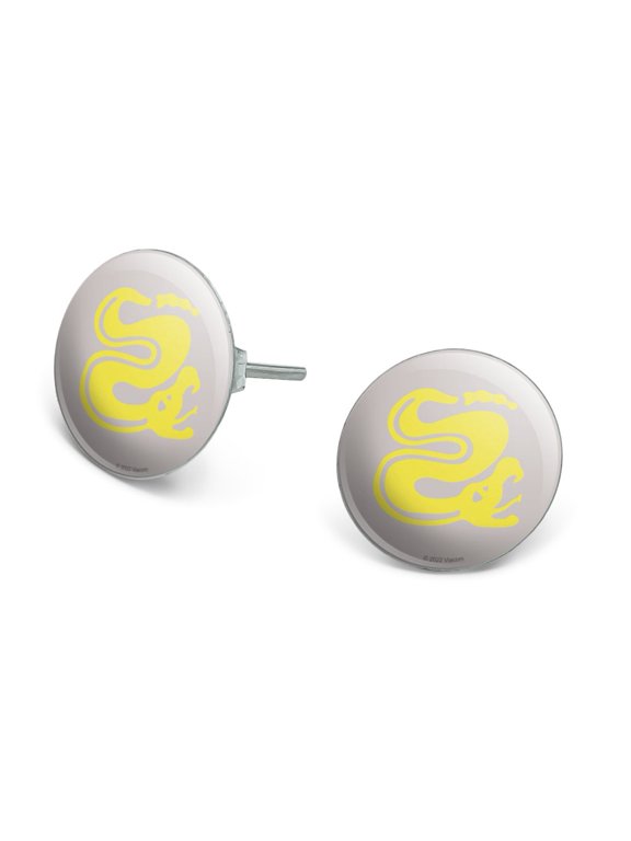 Hidden Temple Silver Snakes Novelty Silver Plated Stud Earrings