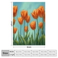 thumbnail image 4 of JEUXUS Orange Flower Tulip Painting Teal and Orange Picture Flannel Blanket White, 4 of 6
