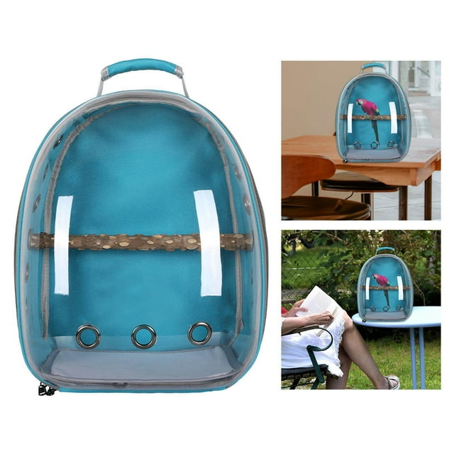 facefd Bird Carrier Cage Shoulder Bag Pet Parrot Travel Clear Backpack Light Blue