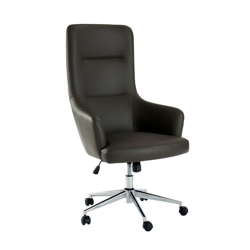 Leatherette Office Chair with Low Arm Design and Metal Legs with