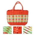 thumbnail image 2 of Frcolor Basket Woven Plastic Bag Tote Handle Shopping Handles Storage Grocery Market Straw Picnic Beach Wicker Baskets Rattan, 2 of 7
