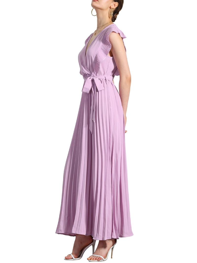 green emerald velvet dress Purple Fit And Flare Maxi Dress With Full Sleeves main image 1