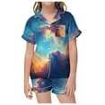 thumbnail image 4 of Wdgfv Girls' Star Print Short Sleeve Pajama Set Comfortable Sleepwear For Kids Soft Nightwear Cute Two-Piece Outfit Sky Blue 8-9 Years, 4 of 4