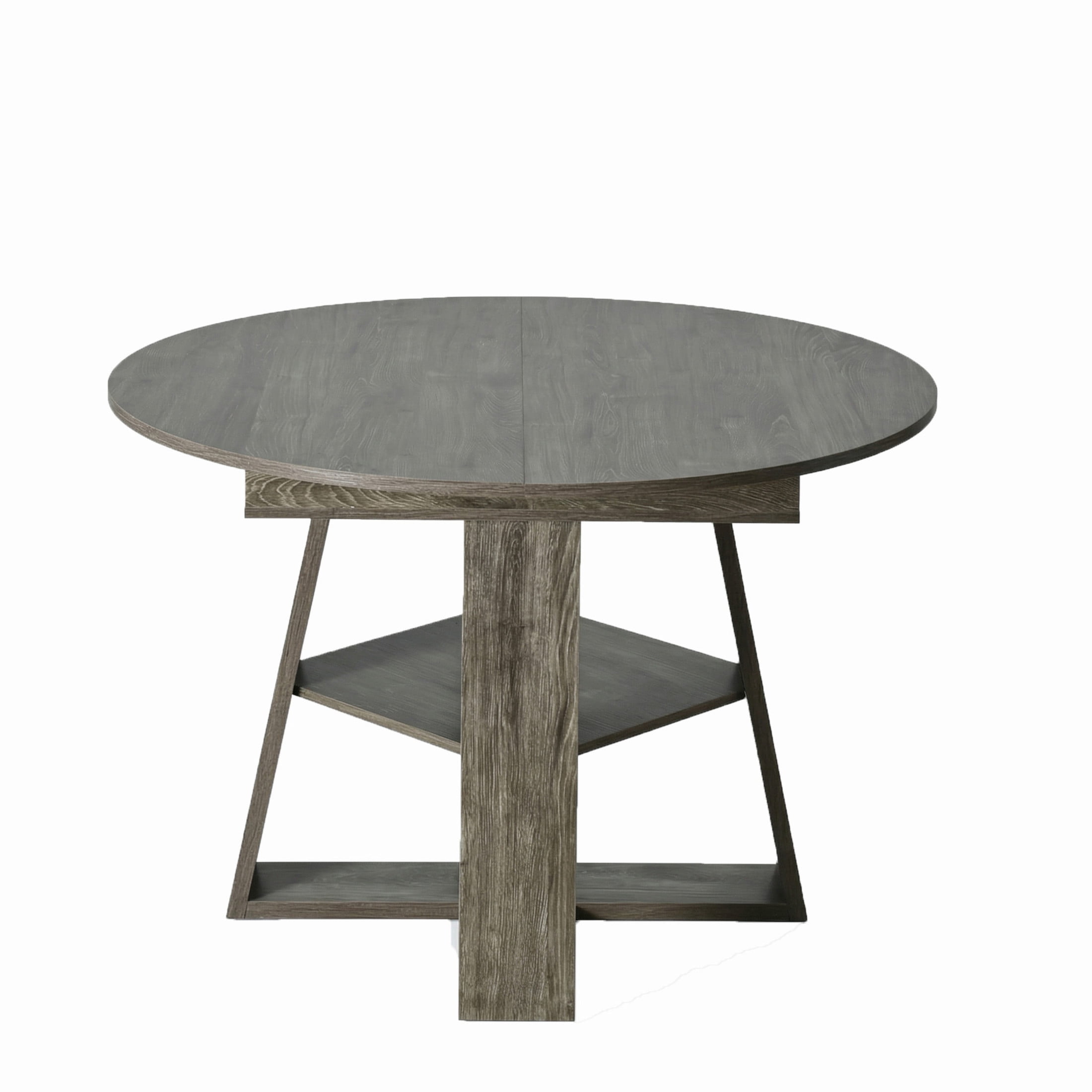 Noble House 43.3 - 59 Inch Extendable Round Dining Table with Storage Shelf, Natural