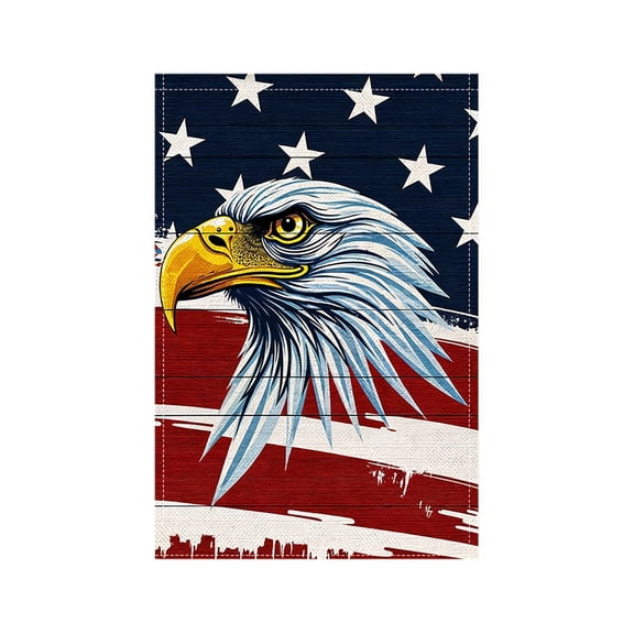 Memorial Day Patriotic 4th of July Garden Flag 12x18 Inch Double Sided Outside, Flowers Cross Yard Outdoor Decoration
