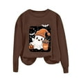 thumbnail image 4 of Fall Clearance,GA WEIHUA Halloween Sweatshirts for Women Funny Cute Ghost Graphic Sweatshirt Spooky Season Party Sweater Fall Pullover Top 2024,Brown,XL, 4 of 5