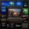 thumbnail image 3 of Laptop Gamer ASUS TUF Gaming F16 NVIDIA GeForce RTX 3050 Intel Core 5 210H 32GB RAM 1.5TB SSD 16" Windows 11 Home Teclado en Español + Mochila, 3 of 6