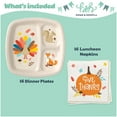 thumbnail image 3 of HOME & HOOPLAITSC&nbsp;Happy Turkey Day Thanksgiving Party Kid's Divided Paper Dinner Plates and Give Thanks Large Dinner Napkins (16 Plates & Napkins), 3 of 3
