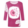 thumbnail image 4 of Luxalzxs Pink Breast Cancer Shirts for Women Fashion Ribbon Printed Cancer Fight Tee Tops Plus Size 3/4 Sleeve Round Neck Casual Tops Blouse, 4 of 4