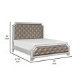 thumbnail image 5 of Benjara Badra Queen Bed with Crystal Button Tufting, Mirror Trim, Gray Faux Leather, 5 of 5