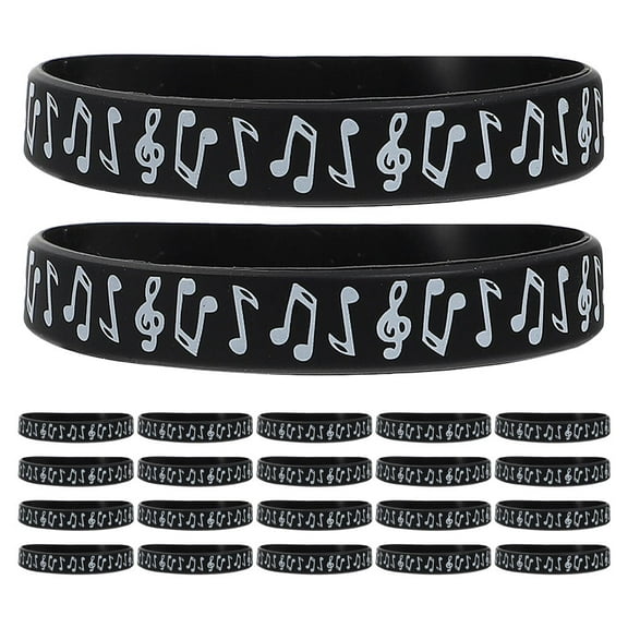24pcs Music Note Silicone Wristbands Rubber Bracelets Concert Wristbands For Music Party Favors Decorations Event Accessories