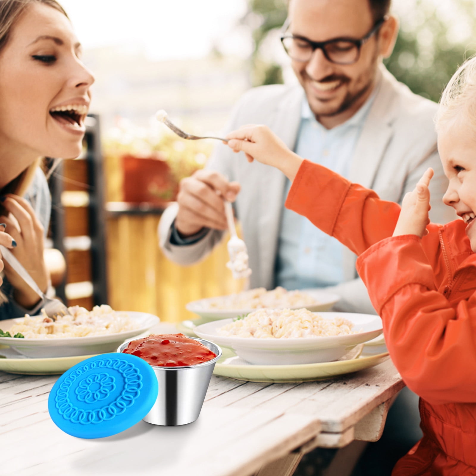 WNG Dressing Containers Small Condiment Containers with Lids Stainless Steel Condiment Cup