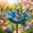 Blue, variant on Handmade Metal Flower Garden Stake Bird Bath & Bee Watering Station, Upgraded Weather-Resistant Pollinator Water Bowl, Colorful Floral Decor for Outdoor Yard & Lawn (Yellow)