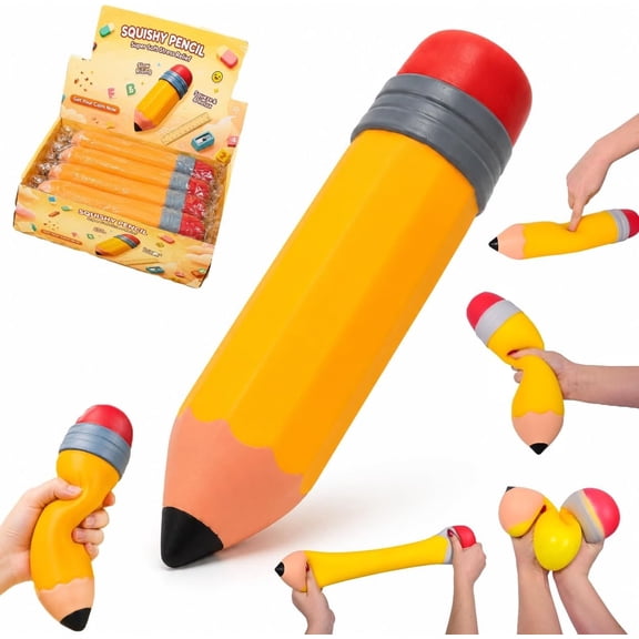 Pencil Fidget Squishy Toy, Slow Rising Squeeze Stress Relief Toy, Novelty Pencil‑Shaped Sensory Fidget Toy, Classroom Party Favor, Fun Holiday Gift for Kids Boys Girls