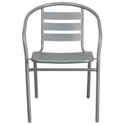 Flash Furniture Lila Silver Metal Restaurant Stack Chair with Aluminum Slats