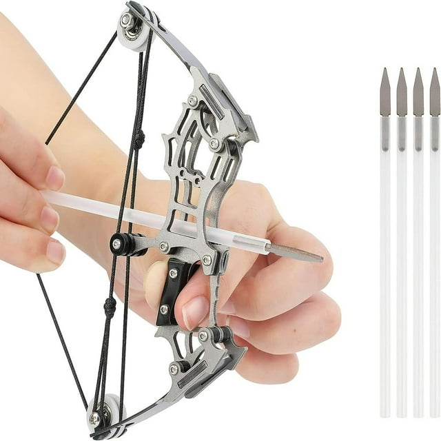 Archery Mini Compound Bow and Arrow Set Mini Pocket Bow Survival Bow Right Left Hand for Target Shooting Practice