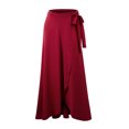 thumbnail image 2 of Doublju Women's Tie Waist Flared Wrap Maxi Skirt (Plus Size Available), 2 of 4