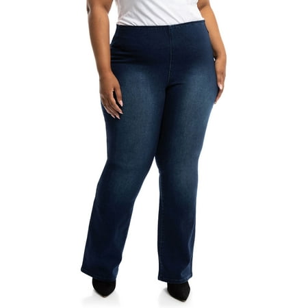 A3 Denim Women's Plus Size Bootcut Pull On Jeans, Sizes 16W-26W