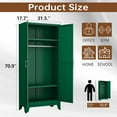 thumbnail image 2 of Metal Armoire Wardrobe Closet, 71" Tall Clothing Storage Cabinet with Hanging Rods, Household Closet Organizers with Adjustable Shelves for Home Office or Gym, 2 of 7