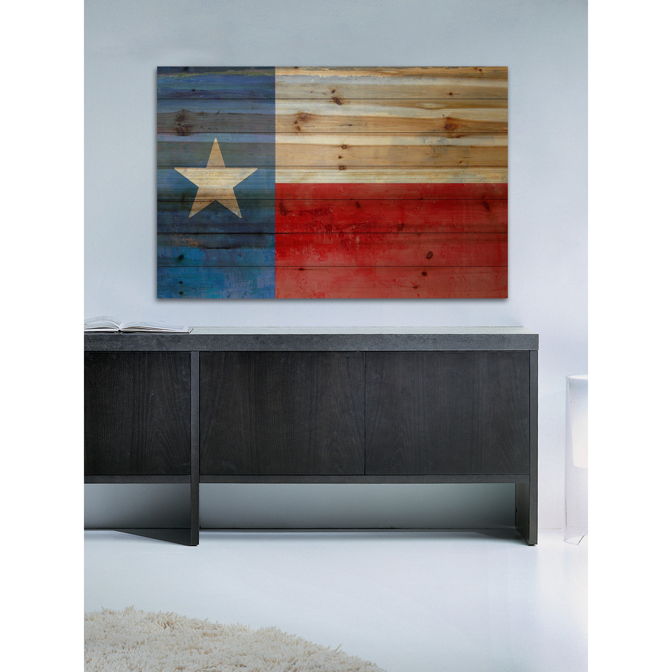 "Texas Red and Blue" Painting Print on Natural Pine Wood