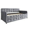thumbnail image 5 of Home Design Elyria Twin Daybed with Velvet Upholstery, Diamond Button Tufting, Rounded Arms, Pull-Out Trundle, Solid Wood Frame, Stylish Seating and Sleeping, Gray, 5 of 13