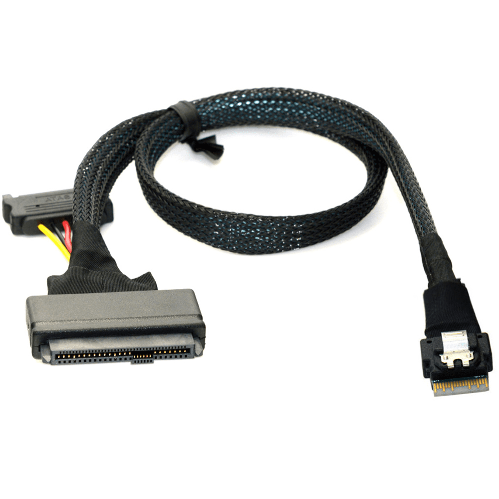 CableDeconn Internal 12G Mini SAS HD to U.2 SFF-8643 to SFF-8639 Cable 0.75m with 15Pin SATA Power for U.2 SSD 