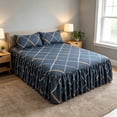 thumbnail image 4 of Bed Skirt Set Ruffle Design Polyester Fabric Dust Protection Easy Care for Bedroom Decor, 4 of 9