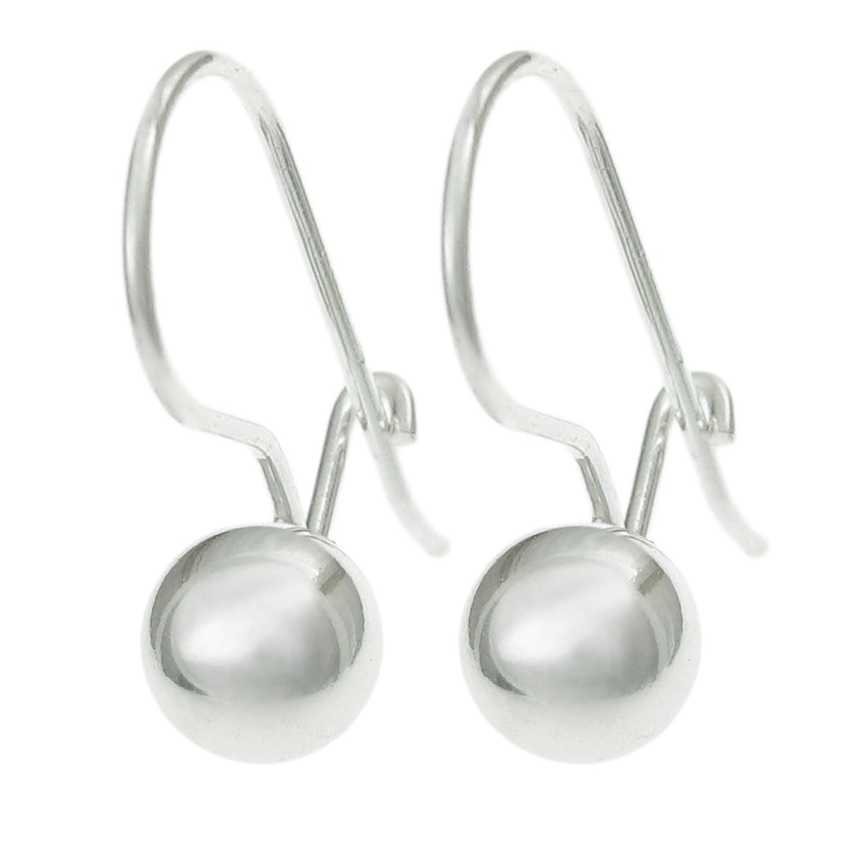 Sterling Silver Round Ball Kidney Earwire Hook Earrings, 0.6"